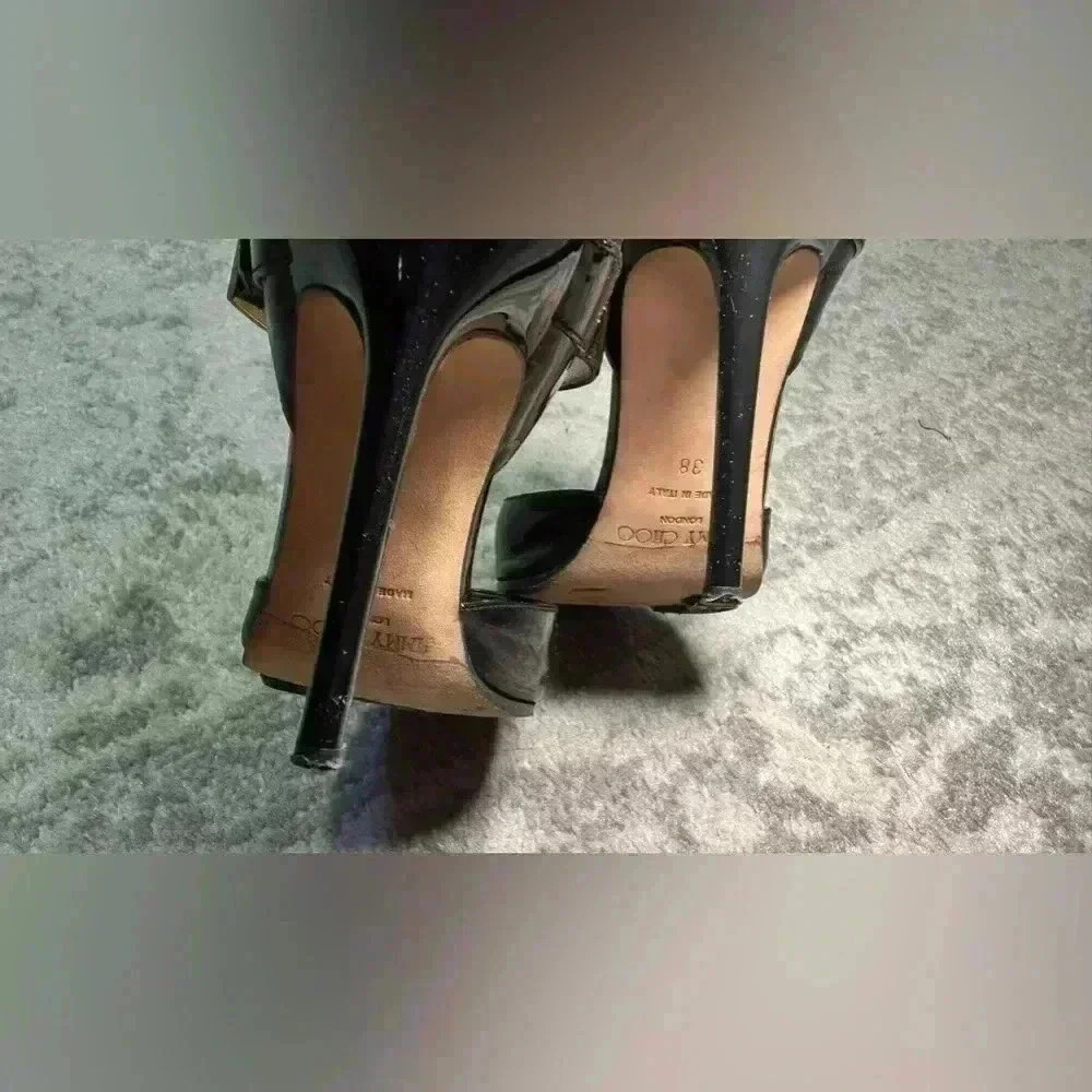 Jimmy Choo Peep Toe Pumps with Gold Buckle - size 38 - Picture 4 of 6